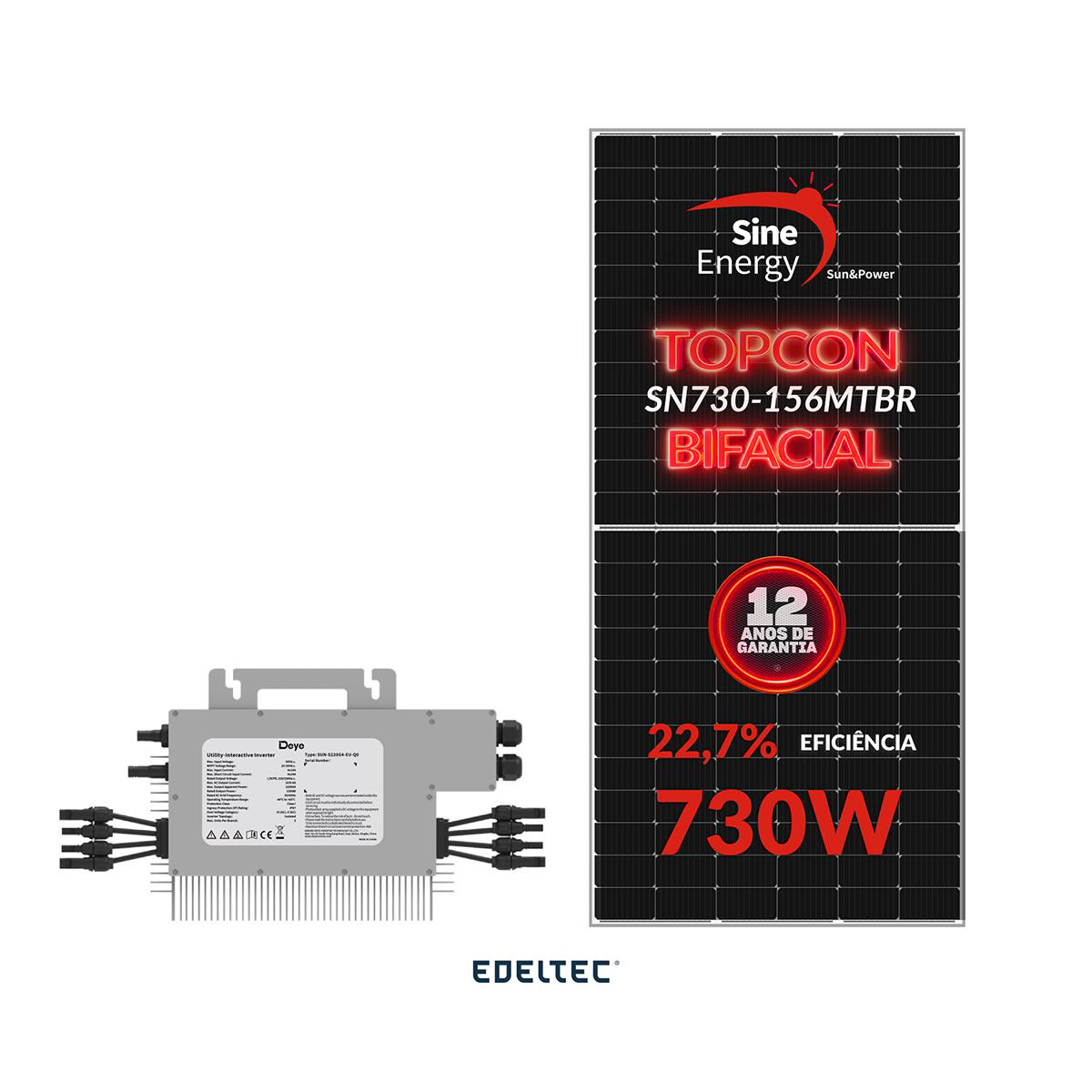 Gerador edeltec solar micro deye 2,19 kwp mon. 220v fibrometal (2,25k/730w bifacial)